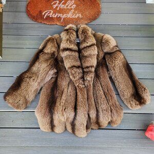 Chocolate Brown Fox Fur Jacket